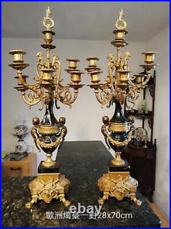 Pair Vintage Imperial Brevettato Italian Brass Candleholders