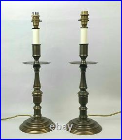 Pair Vintage Laura Ashley Antique Brass Candlestick Style Lamp Bases, 47cm Tall