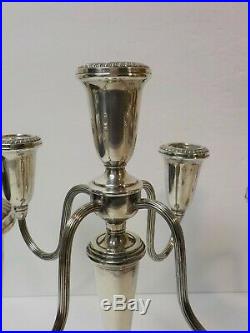 Pair Vintage Poole Sterling Silver 5-Lite 10.5 Candelabra / Candlesticks
