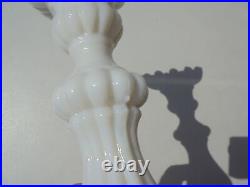 Pair Vintage Portieux Vallerysthal Milk Glass Lg Candlesticks 10 Excellent