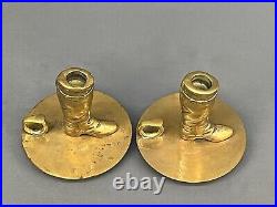 Pair Vintage Ralph Lauren Brass Polo Equestrian Riding Boot Candle Stick Holders
