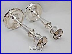 Pair Vintage Solid Sterling Silver Round Base Candlesticks 20 cm Tall