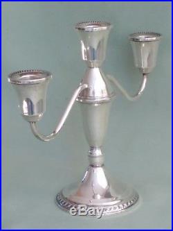 Pair Vintage Sterling Silver 3 Light Candelabra / Candlesticks