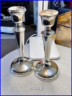 Pair Vintage Sterling Silver Candlesticks Charles Green Birmingham 1951