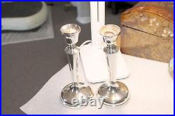 Pair Vintage Sterling Silver Candlesticks Charles Green Birmingham 1951