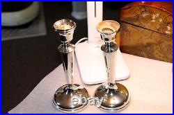 Pair Vintage Sterling Silver Candlesticks Charles Green Birmingham 1951