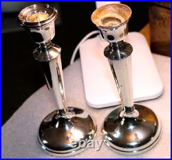 Pair Vintage Sterling Silver Candlesticks Charles Green Birmingham 1951