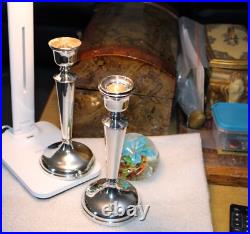 Pair Vintage Sterling Silver Candlesticks Charles Green Birmingham 1951