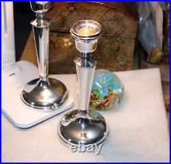 Pair Vintage Sterling Silver Candlesticks Charles Green Birmingham 1951