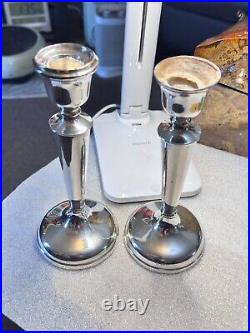 Pair Vintage Sterling Silver Candlesticks Charles Green Birmingham 1951