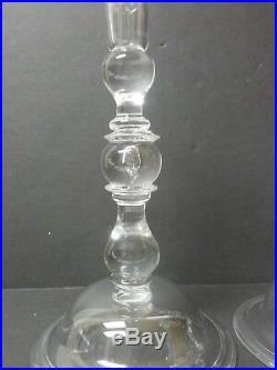 Pair Vintage Steuben Crystal 10.25 Baluster Teardrop Candlesticks, # 7746
