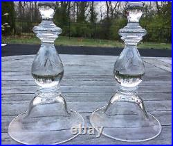 Pair Vintage Steuben Crystal 8.75 Baluster Teardrop Candlesticks, 7792 Perfect