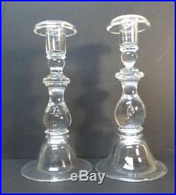 Pair Vintage Steuben Crystal Mid-century Candlesticks, Teardrop Base, #7792