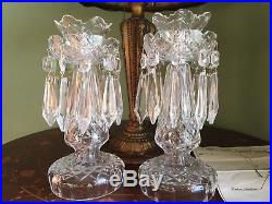 Pair Vintage Waterford Crystal C1 Candelabra Candlesticks Holders Bobeche Prism