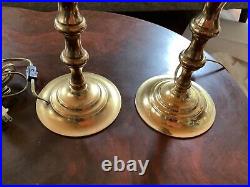 Pair Vintage mid century modern retro Baldwin Solid Brass Candlestick Lamps