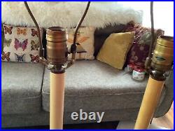 Pair Vintage mid century modern retro Baldwin Solid Brass Candlestick Lamps