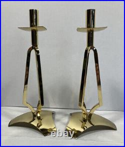 Pair Vtg Mid Century Modern Catholic Church Altar Candle Sticks Holders 12H