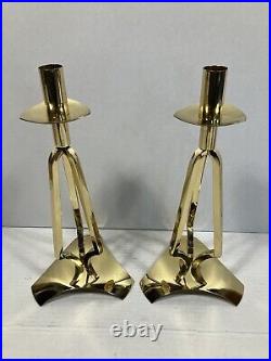 Pair Vtg Mid Century Modern Catholic Church Altar Candle Sticks Holders 12H