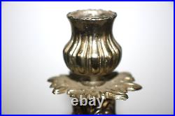 Pair of 1940's Ornate Vintage Silver Plated Candle Stick Holders 7.5 Tall