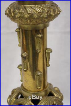 Pair of 2 Vintage Brass CHURCH ALTAR CANDLESTICKS Made Into 43 Lamps 1920