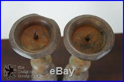 Pair of 2 Vintage Pricket Candlestick Holders Church Alter Candleabra Repousse