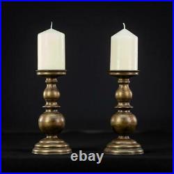 Pair of Candlesticks Two Pricket Bronze Vintage Candle Holders 2 Gothic 7.1