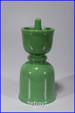 Pair of Chinese Green Crackle Glazed Porcelain Candlesticks