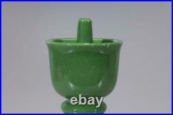 Pair of Chinese Green Crackle Glazed Porcelain Candlesticks
