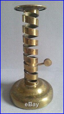 Pair of English Vintage Art Deco Brass Spiral Candlesticks by Laurence Butler
