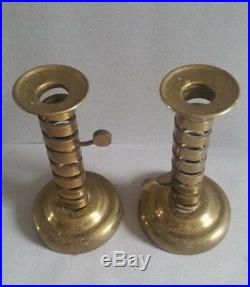 Pair of English Vintage Art Deco Brass Spiral Candlesticks by Laurence Butler