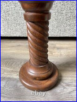 Pair of Large Vintage Solid Wood/Brass Barley Twist Debenhams Candlesticks