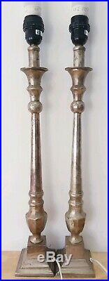 Pair of Large heavy Stylish Vintage Look Candlestick/Column Lamps