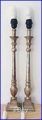 Pair of Large heavy Stylish Vintage Look Candlestick/Column Lamps