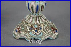 Pair of Nippon Multicolor Raised Enamel Small Size Candle Sticks Candle Holders