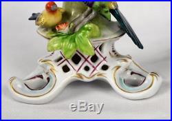 Pair of Ornate Vintage Sitzendorf German Porcelain Bird Figural Candlesticks