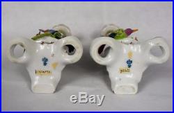 Pair of Ornate Vintage Sitzendorf German Porcelain Bird Figural Candlesticks