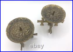 Pair of Rare Candle Holders Brutalist Brass Mid Century Vintage Cross Design