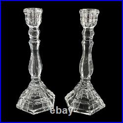 Pair of Signed Tiffany & Co Crystal Glass Candle Sticks Holders Candlesticks 9