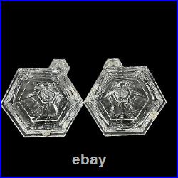 Pair of Signed Tiffany & Co Crystal Glass Candle Sticks Holders Candlesticks 9