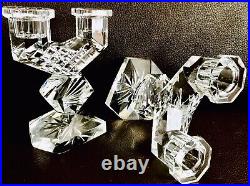 Pair of Superb Rare Heavy English Cut Crystal Double Candelabra / Candlesticks