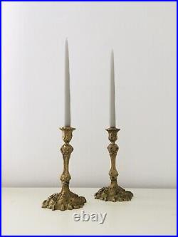 Pair of Tall Vintage brass candle holders. Vintage brass candlesticks