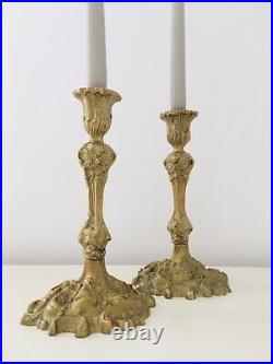 Pair of Tall Vintage brass candle holders. Vintage brass candlesticks