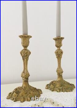 Pair of Tall Vintage brass candle holders. Vintage brass candlesticks