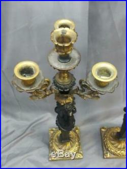 Pair of Two 2 Set Vintage Candlesticks Putti Angel Cherub Figural Candelabras