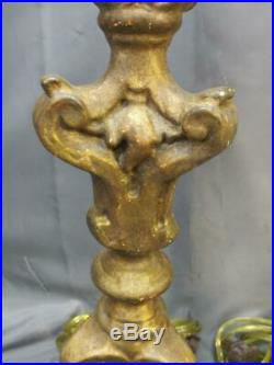 Pair of Two 2 Set Vintage Church Altar Pricket Style Candlesticks Lamp Lamps