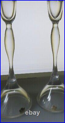 Pair of VICKE LINDSTRAND 50s VINTAGE KOSTA GLASS CANDLE STICKS