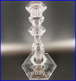 Pair of Val St Lambert Lafayette Vintage Glass Candlesticks 24cm Belgium Crystal