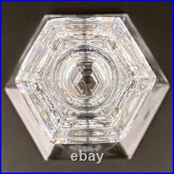 Pair of Val St Lambert Lafayette Vintage Glass Candlesticks 24cm Belgium Crystal