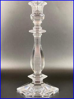 Pair of Val St Lambert Lafayette Vintage Glass Candlesticks 24cm Belgium Crystal