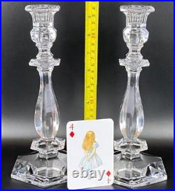 Pair of Val St Lambert Lafayette Vintage Glass Candlesticks 24cm Belgium Crystal